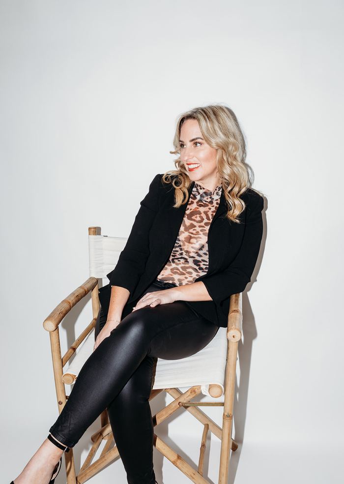Gemma Heard in a director's chair